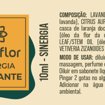 Rótulo do blend de óleos essenciais para acalmar Terra Flor
