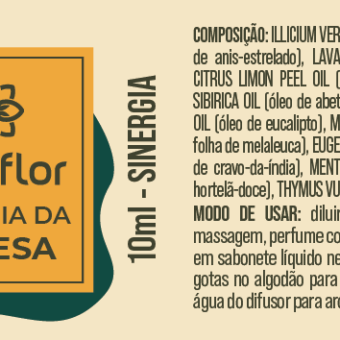 Rótulo do blend de óleos essenciais para defesa Terra Flor