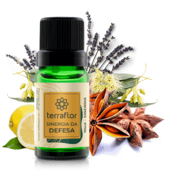 Frasco com blend de óleos essenciais para defesa Terra Flor