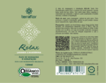 Rótulo do óleo de massagem Relax orgânico Terra Flor