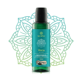 Frasco de óleo de massagem Ayurveda Vata orgânico Terra Flor