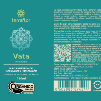 Rótulo do óleo de massagem Ayurveda Vata orgânico Terra Flor